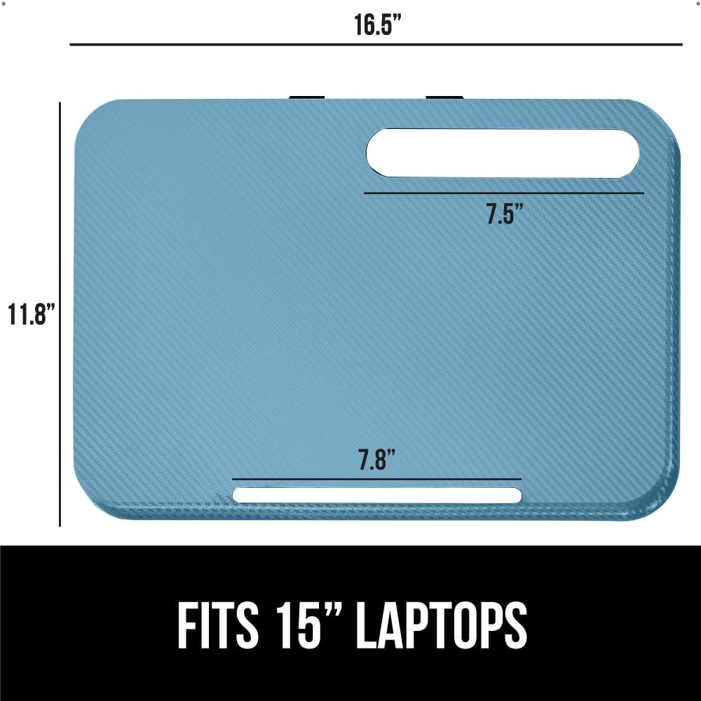 image:imageGORILLA GRIP Laptop Lap Desk with Phone Holder Pillow Cushion Desks Fit Laptops up to 156 Gifts for Home Portable Travel Workstation Tray Ledge Keep Computers in Place Light Wood ColorSky Blue