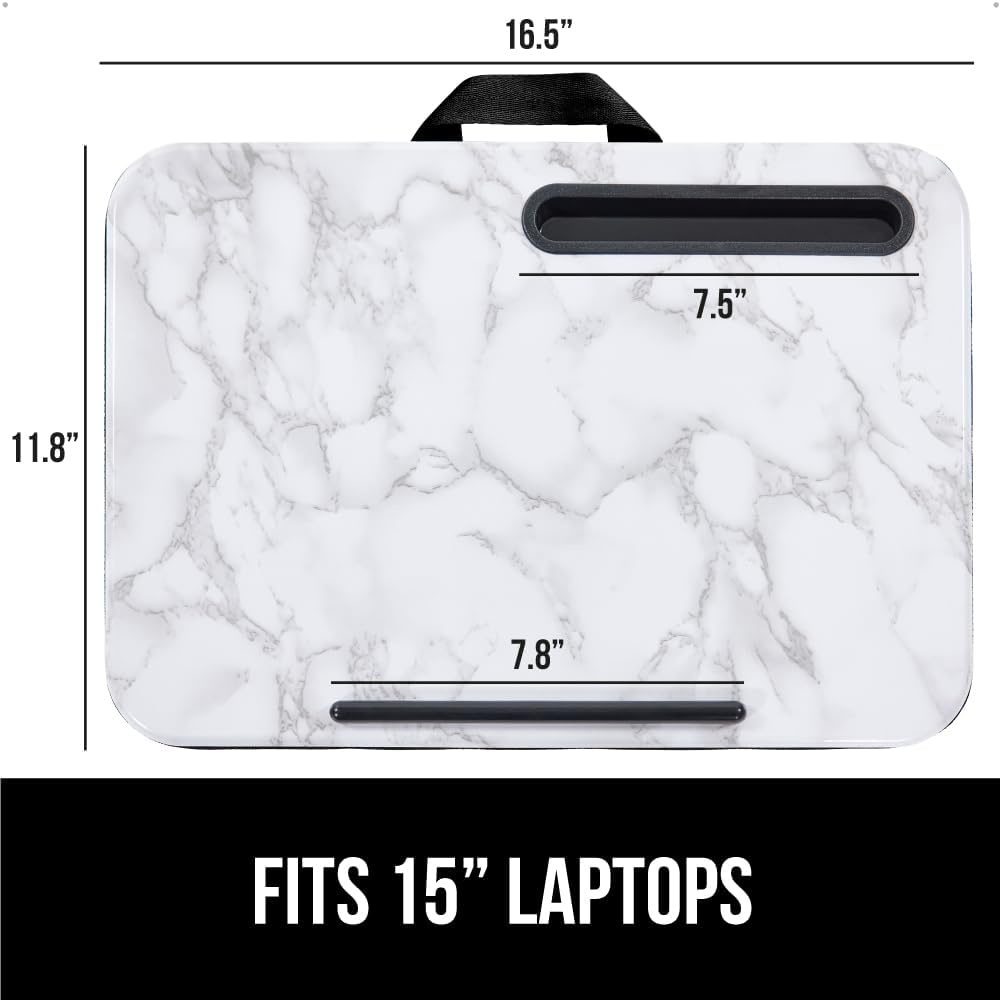 image:imageGORILLA GRIP Laptop Lap Desk with Phone Holder Pillow Cushion Desks Fit Laptops up to 156 Gifts for Home Portable Travel Workstation Tray Ledge Keep Computers in Place Light Wood ColorMarble