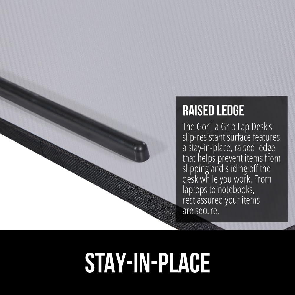 image:imageGORILLA GRIP Laptop Lap Desk with Phone Holder Pillow Cushion Desks Fit Laptops up to 156 Gifts for Home Portable Travel Workstation Tray Ledge Keep Computers in Place Light Wood ColorGray