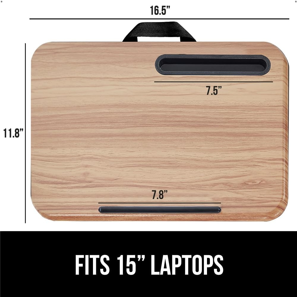 image:imageGORILLA GRIP Laptop Lap Desk with Phone Holder Pillow Cushion Desks Fit Laptops up to 156 Gifts for Home Portable Travel Workstation Tray Ledge Keep Computers in Place Light Wood ColorLight Wood