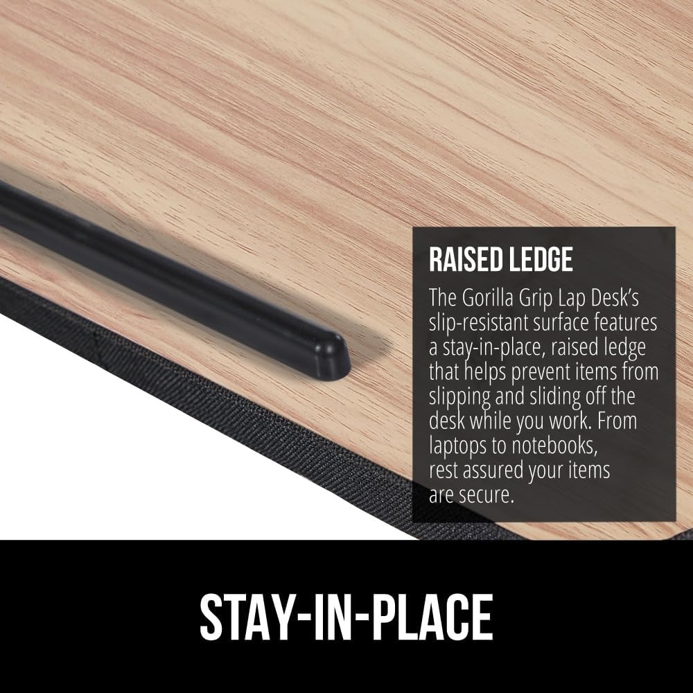 image:imageGORILLA GRIP Laptop Lap Desk with Phone Holder Pillow Cushion Desks Fit Laptops up to 156 Gifts for Home Portable Travel Workstation Tray Ledge Keep Computers in Place Light Wood ColorLight Wood