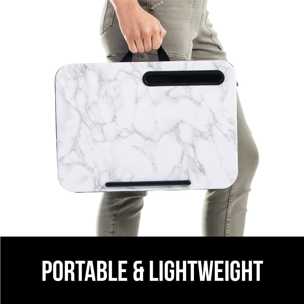 image:imageGORILLA GRIP Laptop Lap Desk with Phone Holder Pillow Cushion Desks Fit Laptops up to 156 Gifts for Home Portable Travel Workstation Tray Ledge Keep Computers in Place Light Wood ColorMarble