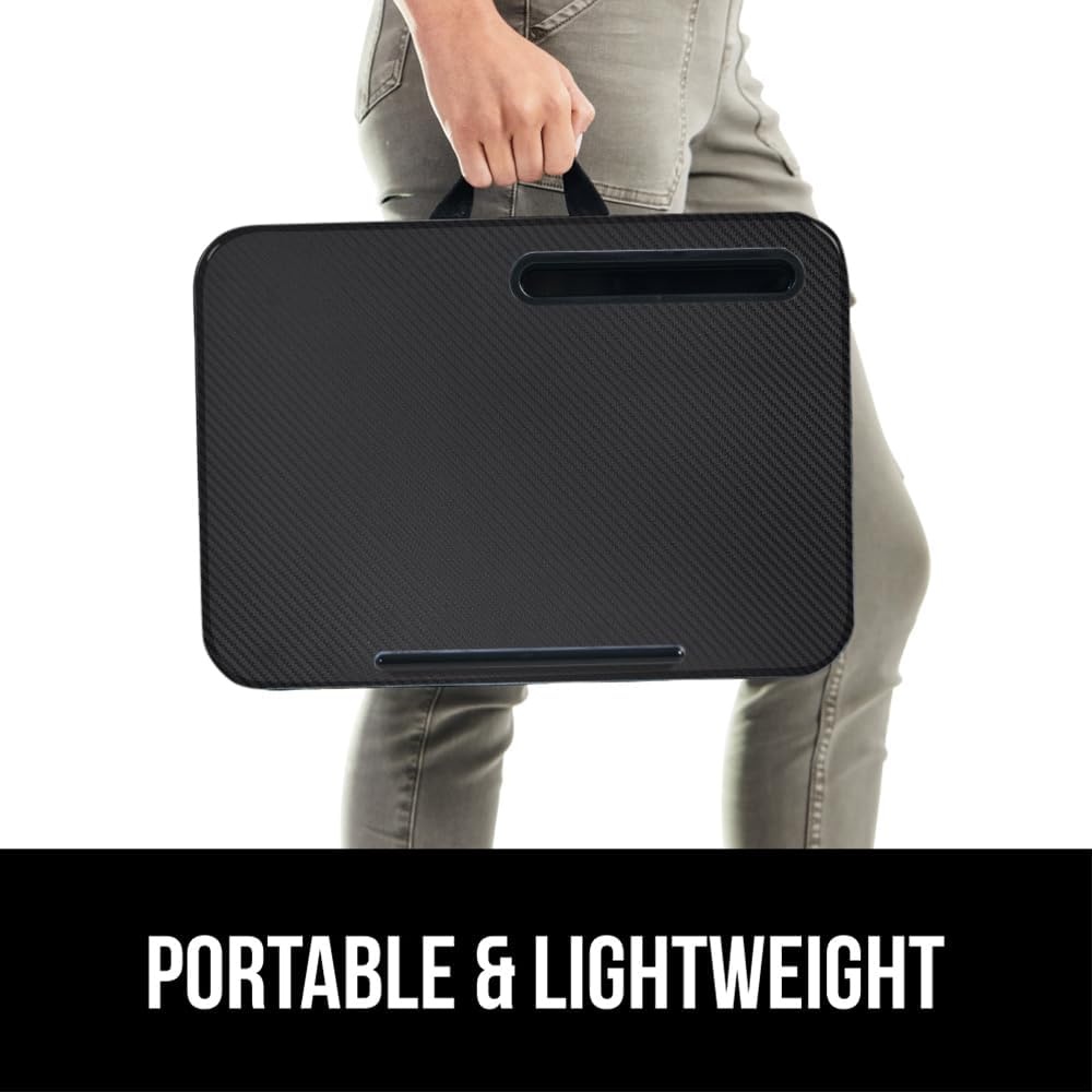 image:imageGORILLA GRIP Laptop Lap Desk with Phone Holder Pillow Cushion Desks Fit Laptops up to 156 Gifts for Home Portable Travel Workstation Tray Ledge Keep Computers in Place Light Wood ColorBlack