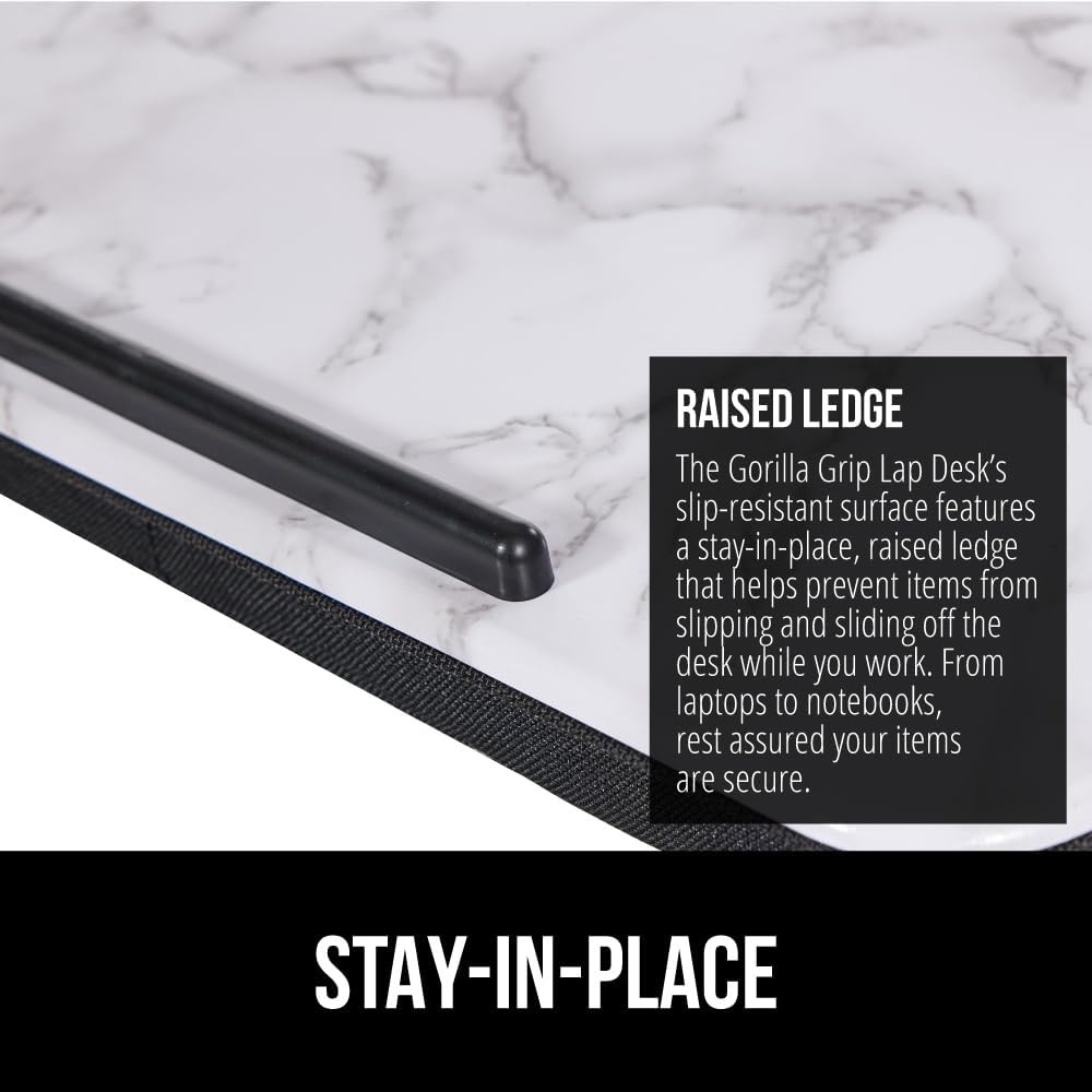 image:imageGORILLA GRIP Laptop Lap Desk with Phone Holder Pillow Cushion Desks Fit Laptops up to 156 Gifts for Home Portable Travel Workstation Tray Ledge Keep Computers in Place Light Wood ColorMarble
