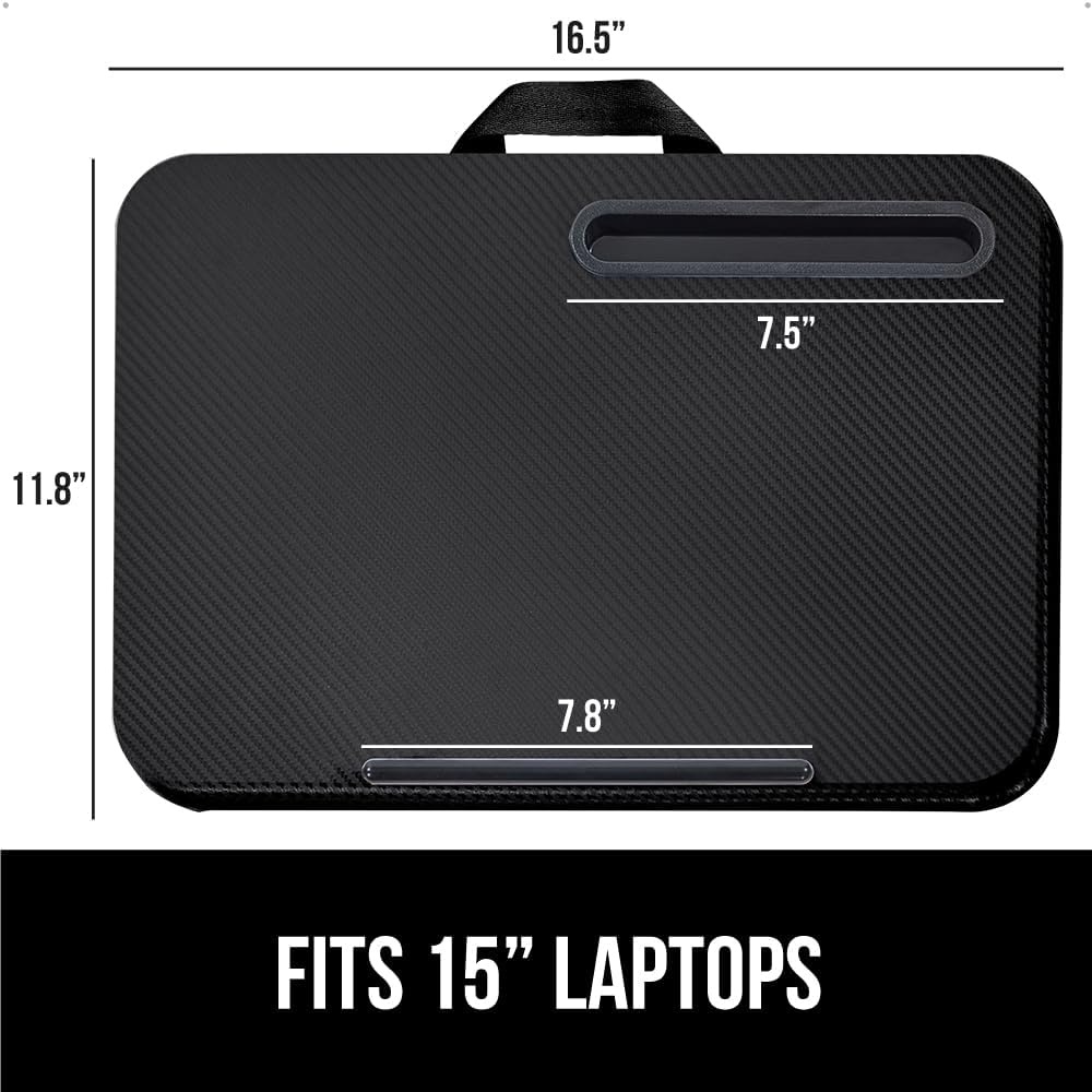 image:imageGORILLA GRIP Laptop Lap Desk with Phone Holder Pillow Cushion Desks Fit Laptops up to 156 Gifts for Home Portable Travel Workstation Tray Ledge Keep Computers in Place Light Wood ColorBlack