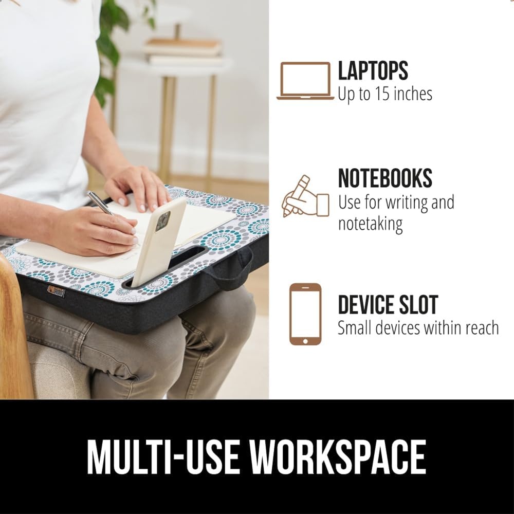 image:imageGORILLA GRIP Laptop Lap Desk with Phone Holder Pillow Cushion Desks Fit Laptops up to 156 Gifts for Home Portable Travel Workstation Tray Ledge Keep Computers in Place Light Wood ColorSpiral
