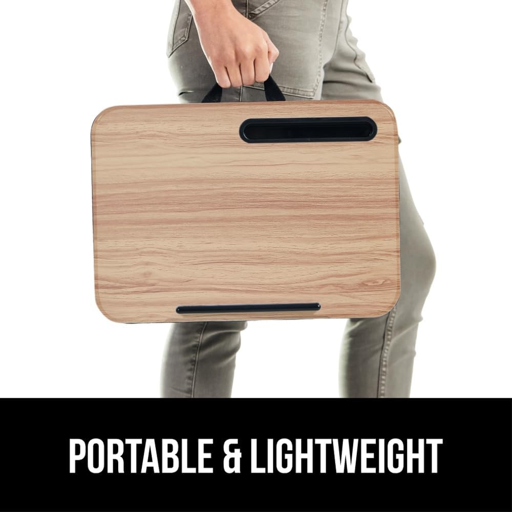 image:imageGORILLA GRIP Laptop Lap Desk with Phone Holder Pillow Cushion Desks Fit Laptops up to 156 Gifts for Home Portable Travel Workstation Tray Ledge Keep Computers in Place Light Wood ColorLight Wood