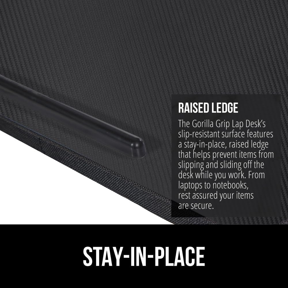 image:imageGORILLA GRIP Laptop Lap Desk with Phone Holder Pillow Cushion Desks Fit Laptops up to 156 Gifts for Home Portable Travel Workstation Tray Ledge Keep Computers in Place Light Wood ColorBlack