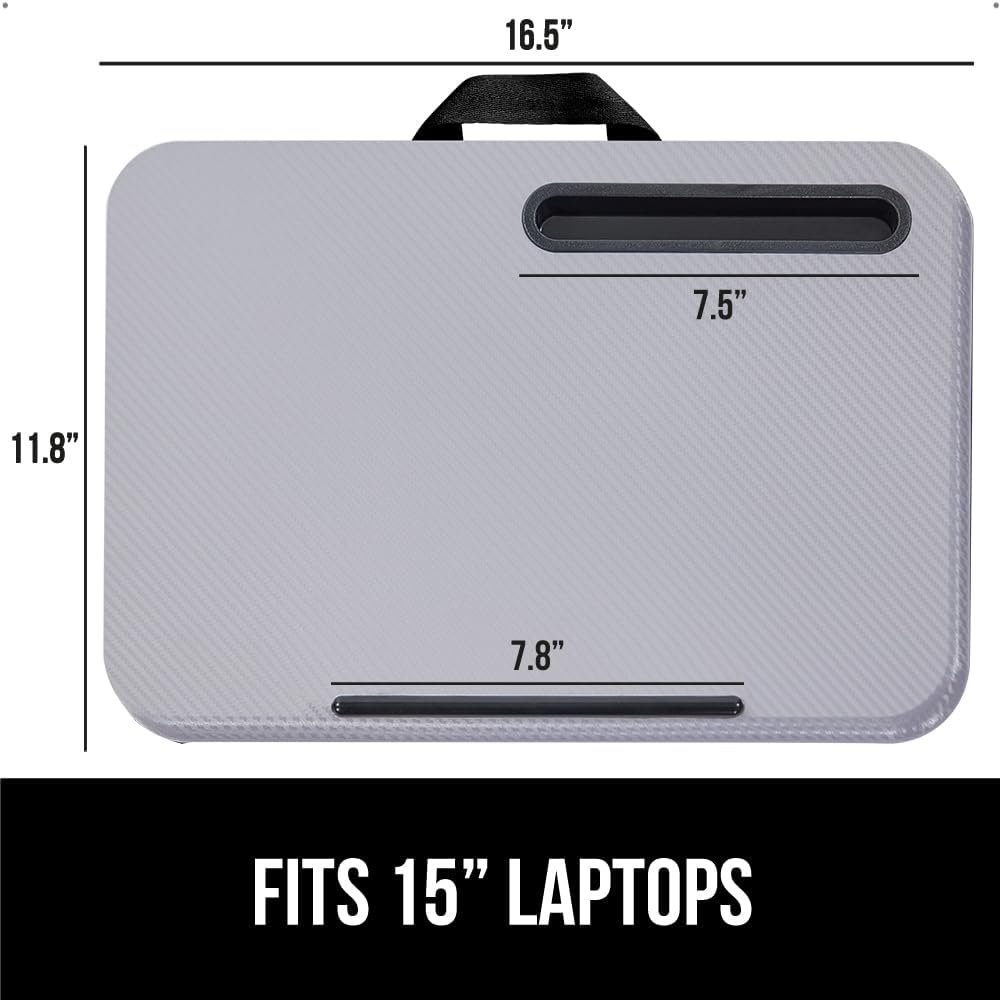 image:imageGORILLA GRIP Laptop Lap Desk with Phone Holder Pillow Cushion Desks Fit Laptops up to 156 Gifts for Home Portable Travel Workstation Tray Ledge Keep Computers in Place Light Wood ColorGray