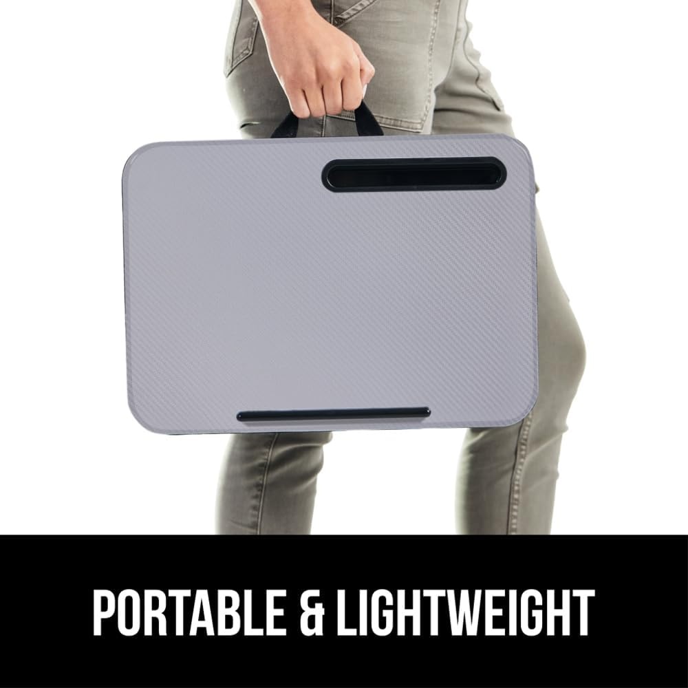 image:imageGORILLA GRIP Laptop Lap Desk with Phone Holder Pillow Cushion Desks Fit Laptops up to 156 Gifts for Home Portable Travel Workstation Tray Ledge Keep Computers in Place Light Wood ColorGray