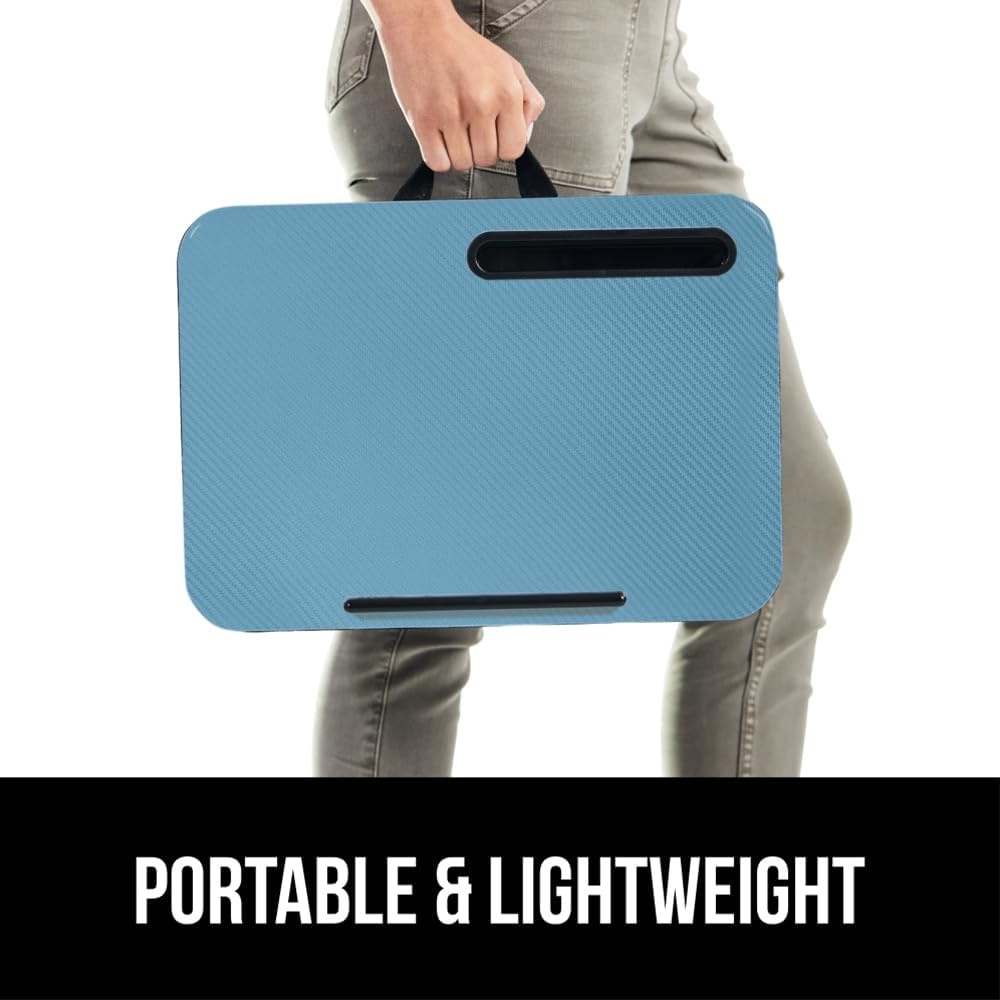 image:imageGORILLA GRIP Laptop Lap Desk with Phone Holder Pillow Cushion Desks Fit Laptops up to 156 Gifts for Home Portable Travel Workstation Tray Ledge Keep Computers in Place Light Wood ColorSky Blue