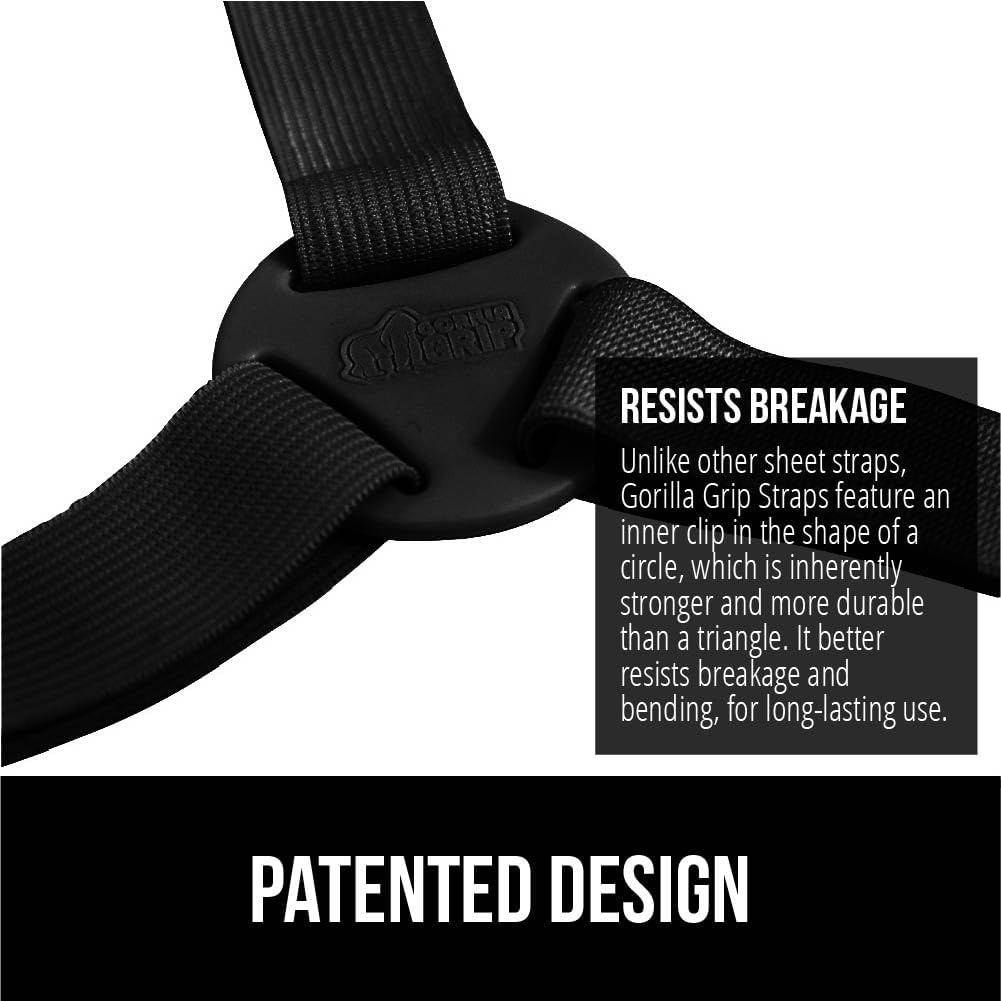image:imageGORILLA GRIP Patented Bed Sheet Holders Adjustable Elastic Fasteners with Metal Clips Keep in Place Fitted Bedding Straps Firm Tight Suspenders for Mattress US Designed 4 Pack WhiteBlack