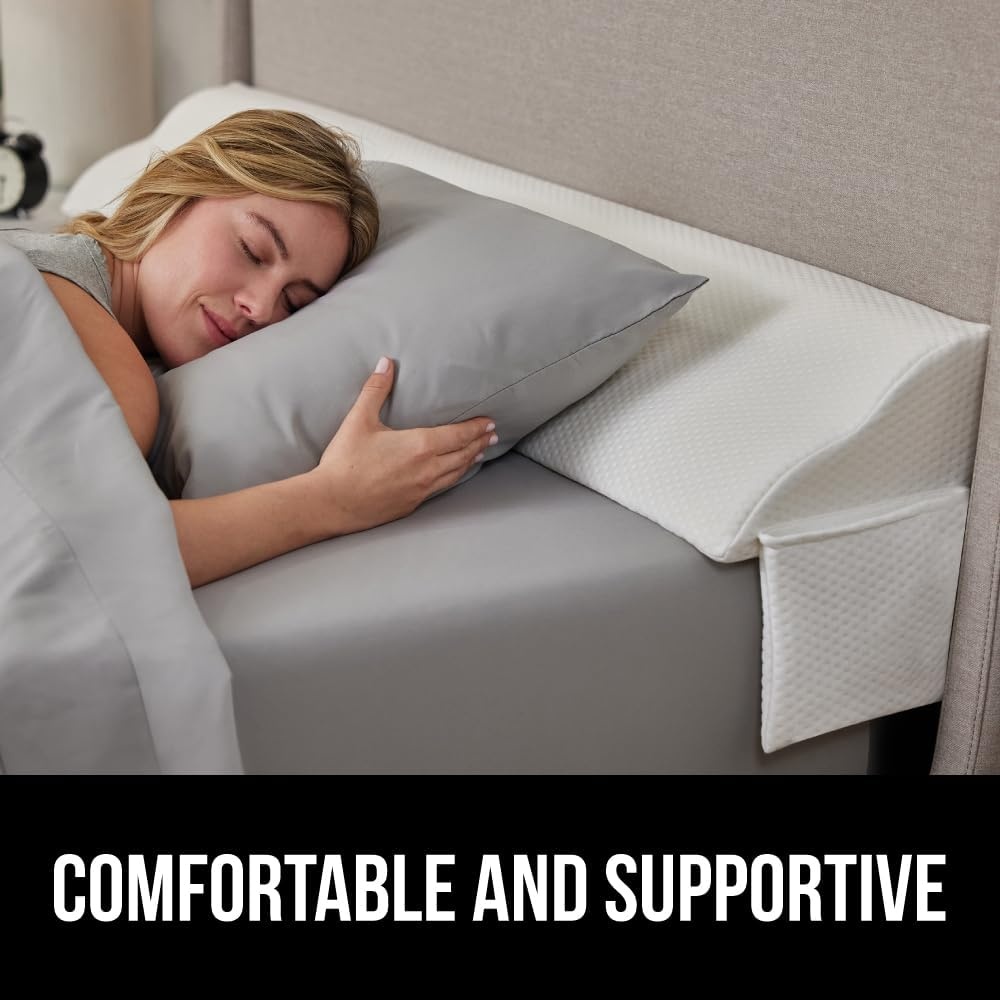 image:imageGORILLA GRIP Patented Bed Wedge Pillow for Headboard Gap Filler Between Mattress Gaps Comfortable Supportive High Density Cushioned Foam Pillows Stay in Place Gripping Dots Queen Soft GrayWhite