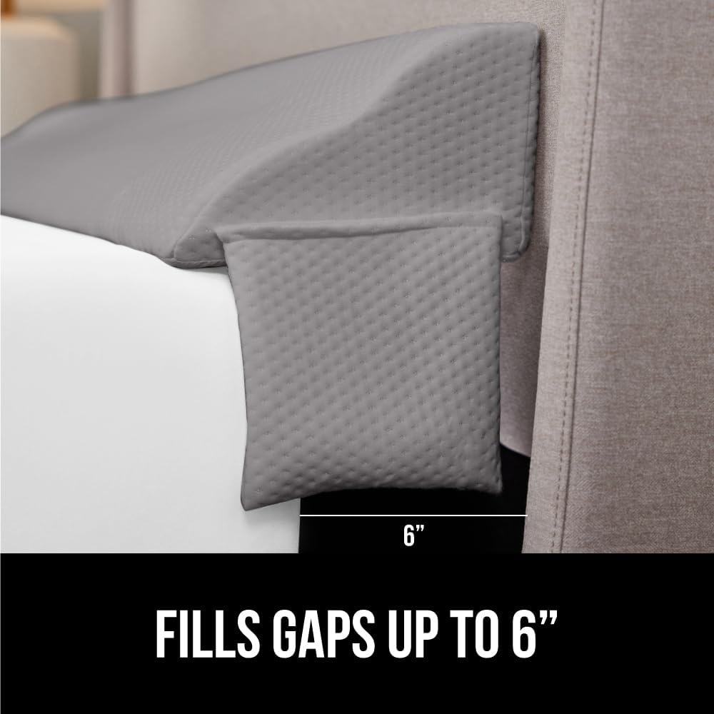 image:imageGORILLA GRIP Patented Bed Wedge Pillow for Headboard Gap Filler Between Mattress Gaps Comfortable Supportive High Density Cushioned Foam Pillows Stay in Place Gripping Dots Queen Soft GraySoft Gray