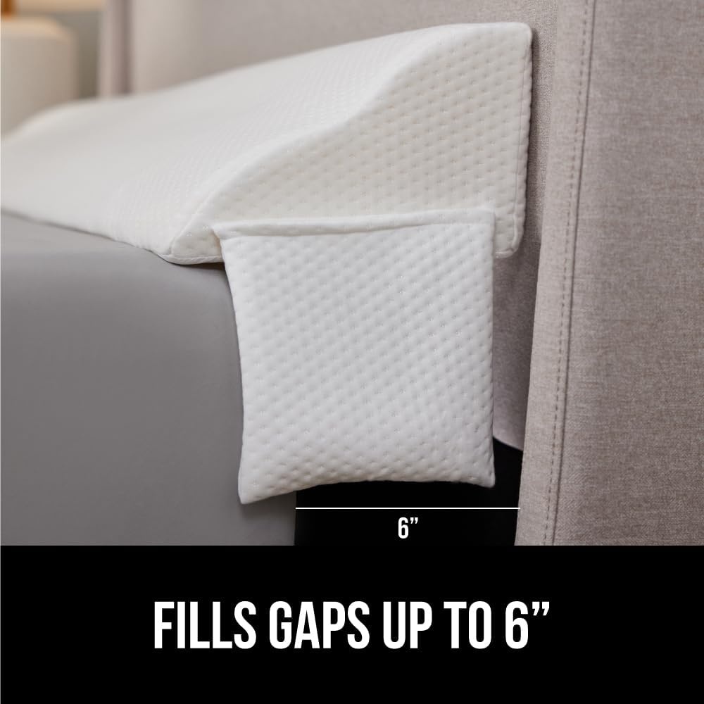 image:imageGORILLA GRIP Patented Bed Wedge Pillow for Headboard Gap Filler Between Mattress Gaps Comfortable Supportive High Density Cushioned Foam Pillows Stay in Place Gripping Dots Queen Soft GrayWhite