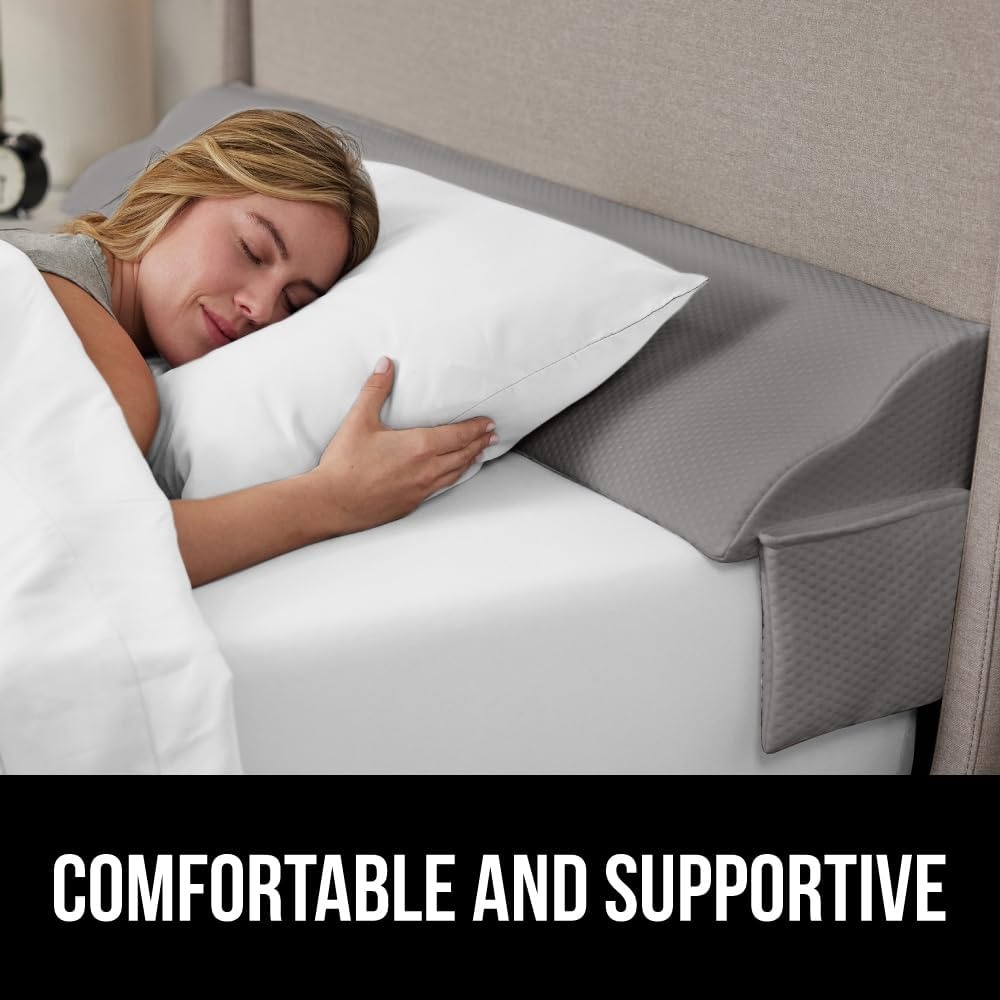 image:imageGORILLA GRIP Patented Bed Wedge Pillow for Headboard Gap Filler Between Mattress Gaps Comfortable Supportive High Density Cushioned Foam Pillows Stay in Place Gripping Dots Queen Soft GraySoft Gray