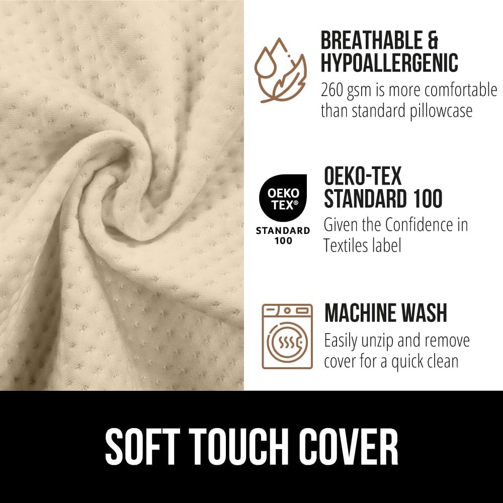 image:imageGORILLA GRIP Patented Bed Wedge Pillow for Headboard Gap Filler Between Mattress Gaps Comfortable Supportive High Density Cushioned Foam Pillows Stay in Place Gripping Dots Queen Soft GrayCream