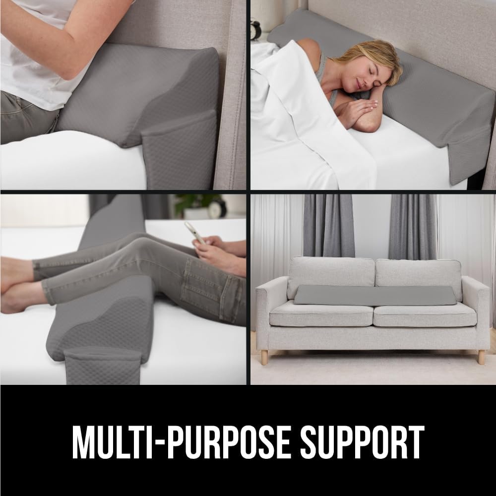 image:imageGORILLA GRIP Patented Bed Wedge Pillow for Headboard Gap Filler Between Mattress Gaps Comfortable Supportive High Density Cushioned Foam Pillows Stay in Place Gripping Dots Queen Soft GraySoft Gray