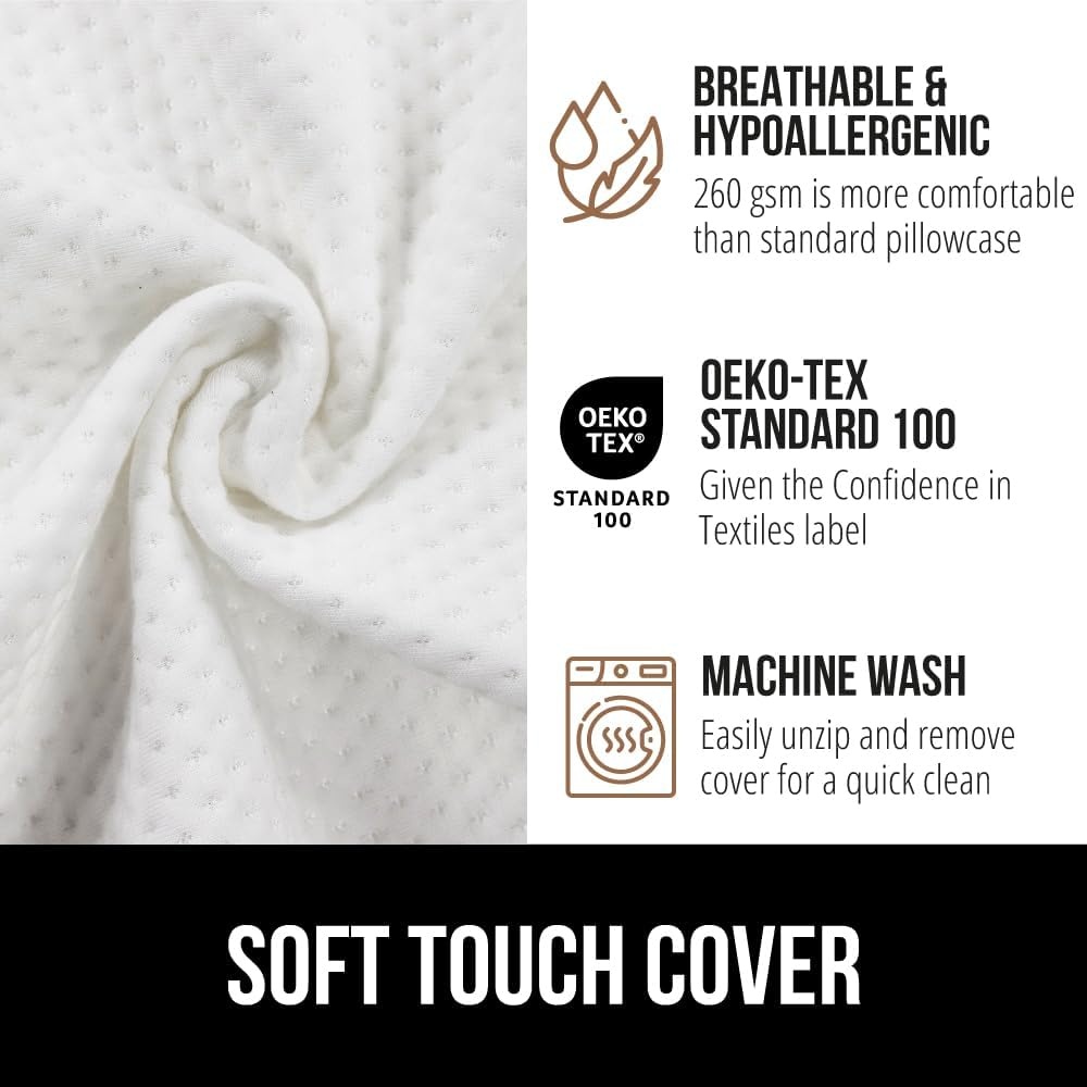 image:imageGORILLA GRIP Patented Bed Wedge Pillow for Headboard Gap Filler Between Mattress Gaps Comfortable Supportive High Density Cushioned Foam Pillows Stay in Place Gripping Dots Queen Soft GrayWhite