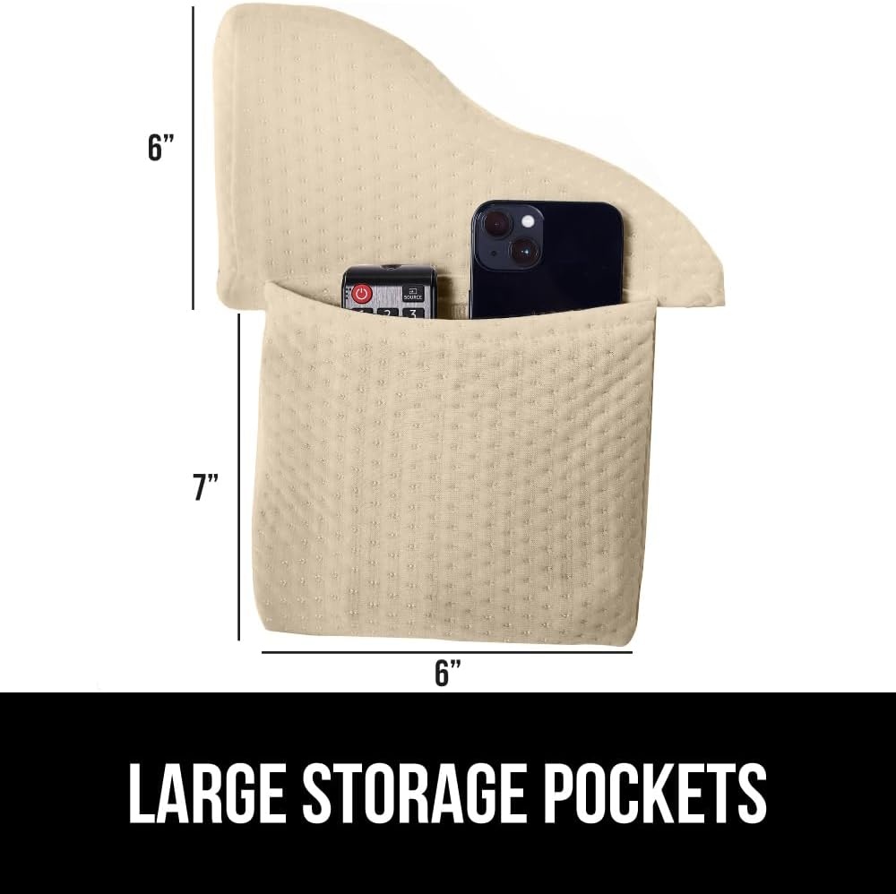 image:imageGORILLA GRIP Patented Bed Wedge Pillow for Headboard Gap Filler Between Mattress Gaps Comfortable Supportive High Density Cushioned Foam Pillows Stay in Place Gripping Dots Queen Soft GrayCream