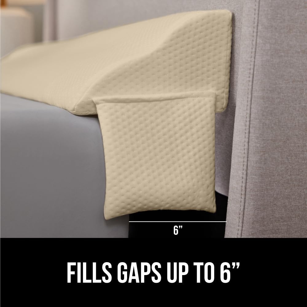 image:imageGORILLA GRIP Patented Bed Wedge Pillow for Headboard Gap Filler Between Mattress Gaps Comfortable Supportive High Density Cushioned Foam Pillows Stay in Place Gripping Dots Queen Soft GrayCream