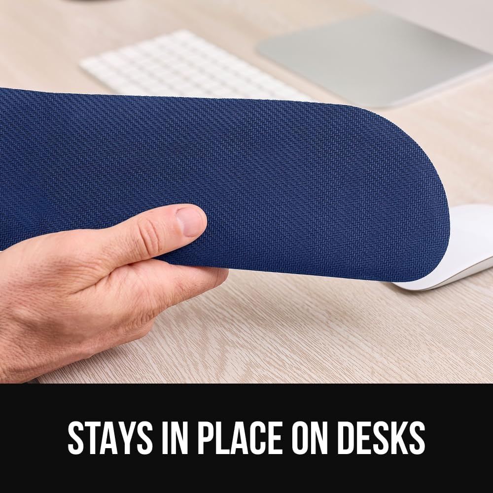image:imageGORILLA GRIP Silky Memory Foam Keyboard Wrist Rest and Mouse Pad for Computer Ergonomic Typing Support Desk Office Supplies and Gaming Accessories Hand amp Arm Mousepad Cushions and Coaster Set BlackNavy Blue
