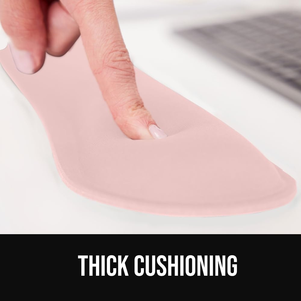 image:imageGORILLA GRIP Silky Memory Foam Keyboard Wrist Rest and Mouse Pad for Computer Ergonomic Typing Support Desk Office Supplies and Gaming Accessories Hand amp Arm Mousepad Cushions and Coaster Set BlackLight Pink