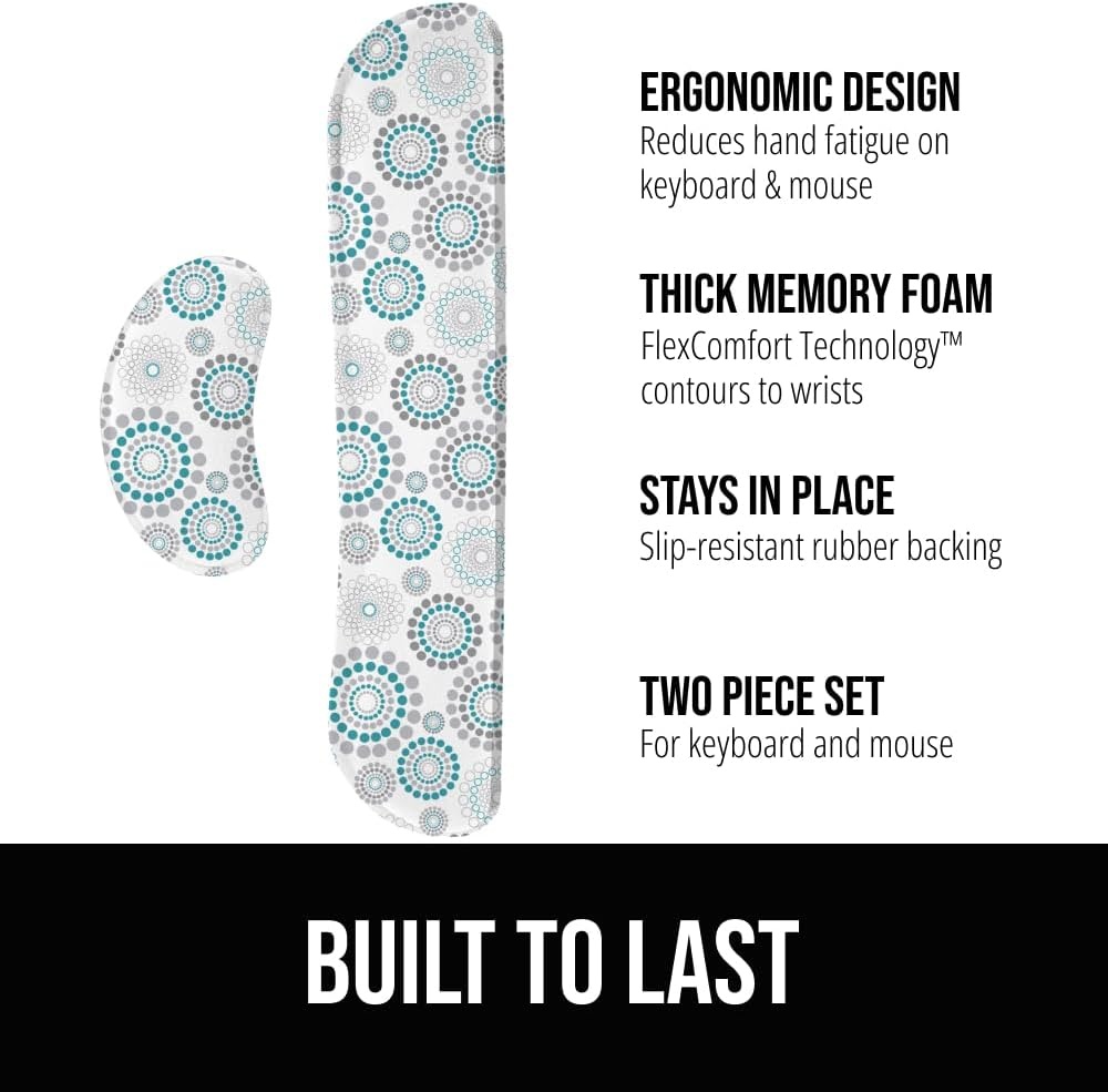 image:imageGORILLA GRIP Silky Memory Foam Keyboard Wrist Rest and Mouse Pad for Computer Ergonomic Typing Support Desk Office Supplies and Gaming Accessories Hand amp Arm Mousepad Cushions and Coaster Set BlackSpiral
