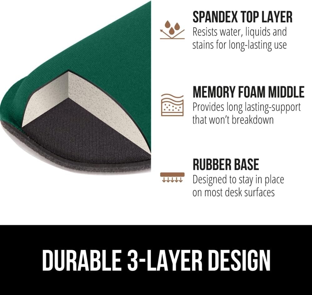 image:imageGORILLA GRIP Silky Memory Foam Keyboard Wrist Rest and Mouse Pad for Computer Ergonomic Typing Support Desk Office Supplies and Gaming Accessories Hand amp Arm Mousepad Cushions and Coaster Set BlackHunter Green