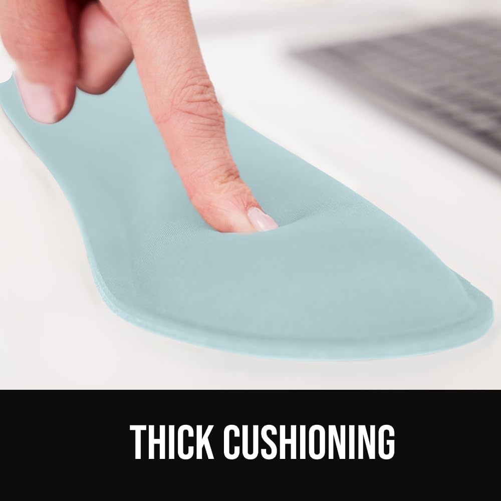 image:imageGORILLA GRIP Silky Memory Foam Keyboard Wrist Rest and Mouse Pad for Computer Ergonomic Typing Support Desk Office Supplies and Gaming Accessories Hand amp Arm Mousepad Cushions and Coaster Set BlackSky Blue