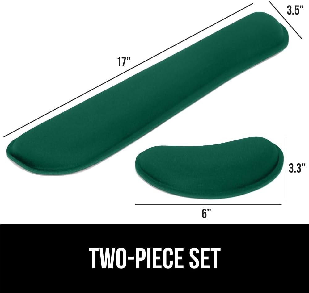 image:imageGORILLA GRIP Silky Memory Foam Keyboard Wrist Rest and Mouse Pad for Computer Ergonomic Typing Support Desk Office Supplies and Gaming Accessories Hand amp Arm Mousepad Cushions and Coaster Set BlackHunter Green