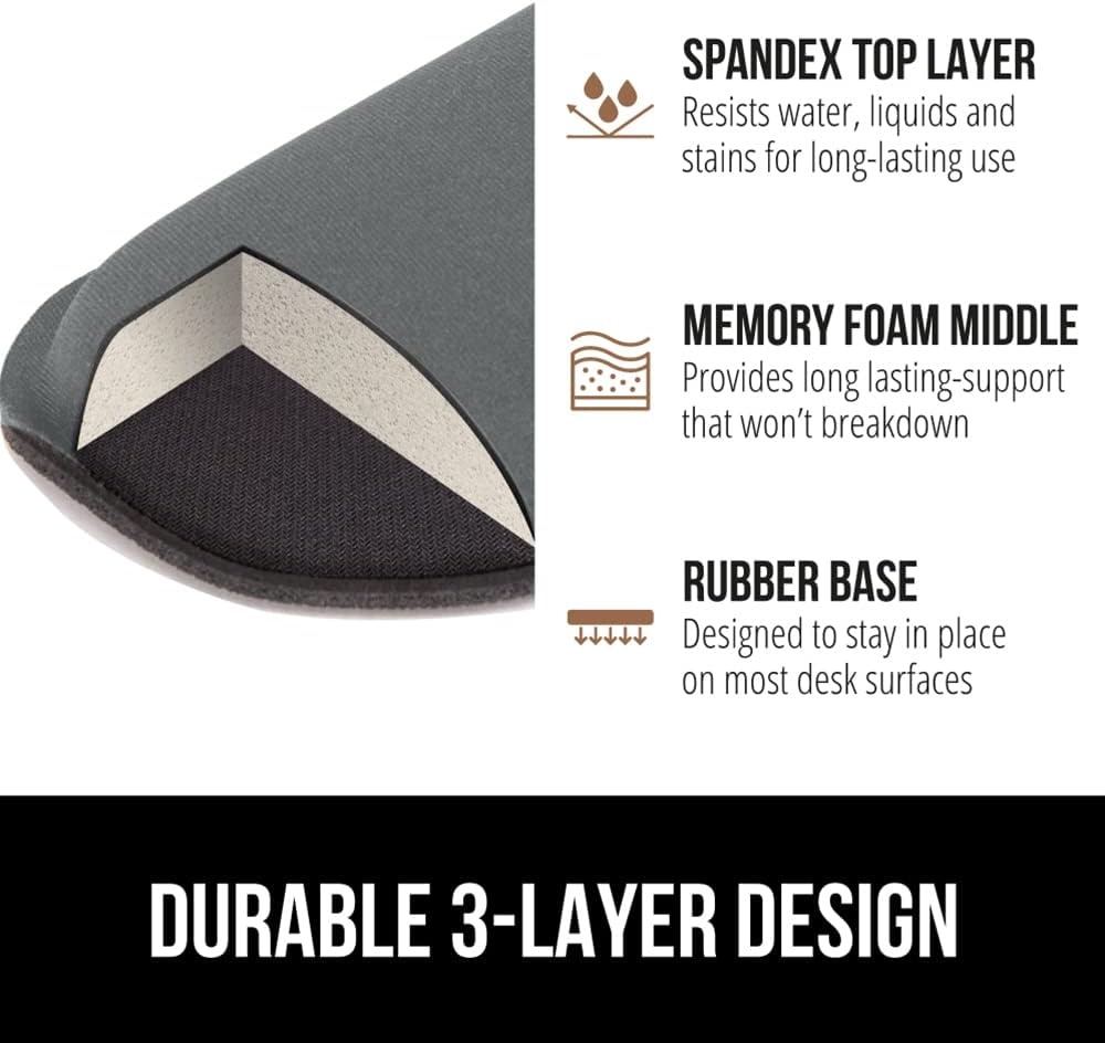 image:imageGORILLA GRIP Silky Memory Foam Keyboard Wrist Rest and Mouse Pad for Computer Ergonomic Typing Support Desk Office Supplies and Gaming Accessories Hand amp Arm Mousepad Cushions and Coaster Set BlackGray