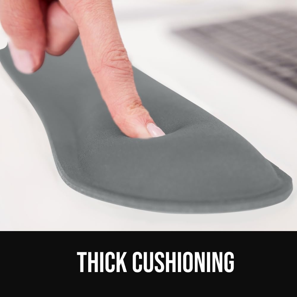 image:imageGORILLA GRIP Silky Memory Foam Keyboard Wrist Rest and Mouse Pad for Computer Ergonomic Typing Support Desk Office Supplies and Gaming Accessories Hand amp Arm Mousepad Cushions and Coaster Set BlackGray
