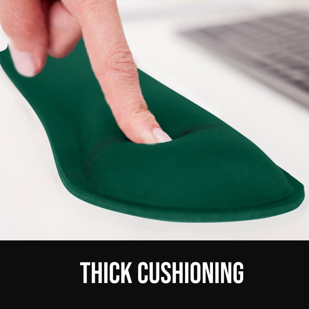 image:imageGORILLA GRIP Silky Memory Foam Keyboard Wrist Rest and Mouse Pad for Computer Ergonomic Typing Support Desk Office Supplies and Gaming Accessories Hand amp Arm Mousepad Cushions and Coaster Set BlackHunter Green