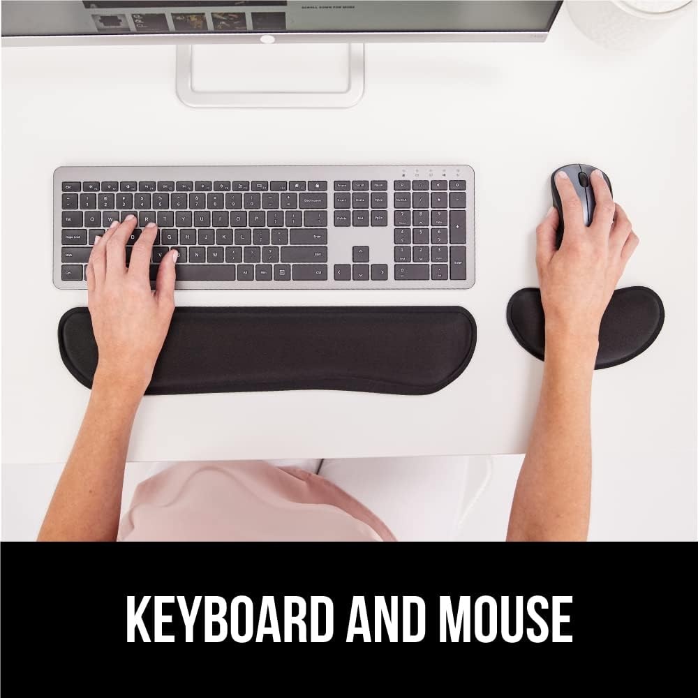 image:imageGORILLA GRIP Silky Memory Foam Keyboard Wrist Rest and Mouse Pad for Computer Ergonomic Typing Support Desk Office Supplies and Gaming Accessories Hand amp Arm Mousepad Cushions and Coaster Set BlackBlack