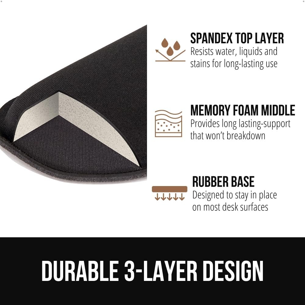 image:imageGORILLA GRIP Silky Memory Foam Keyboard Wrist Rest and Mouse Pad for Computer Ergonomic Typing Support Desk Office Supplies and Gaming Accessories Hand amp Arm Mousepad Cushions and Coaster Set BlackBlack