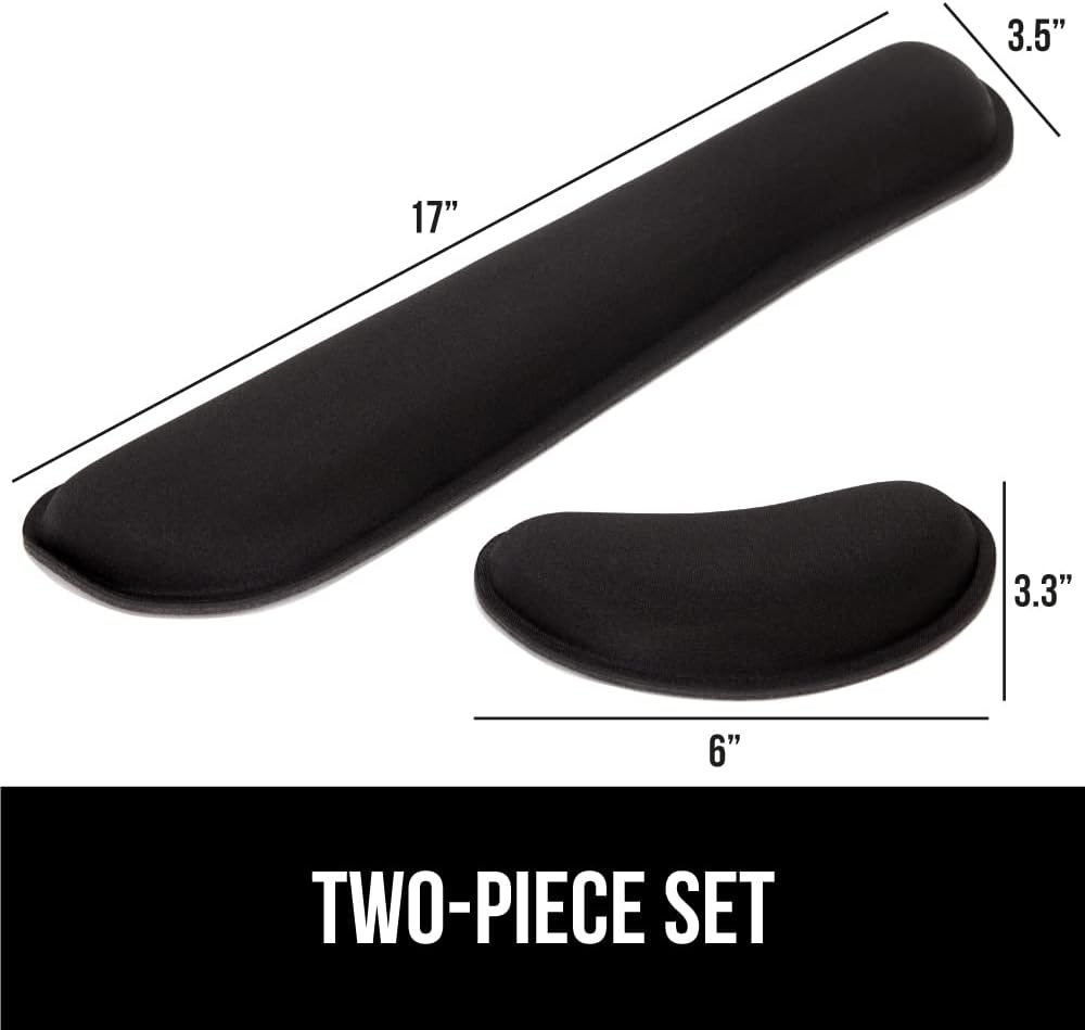 image:imageGORILLA GRIP Silky Memory Foam Keyboard Wrist Rest and Mouse Pad for Computer Ergonomic Typing Support Desk Office Supplies and Gaming Accessories Hand amp Arm Mousepad Cushions and Coaster Set BlackBlack