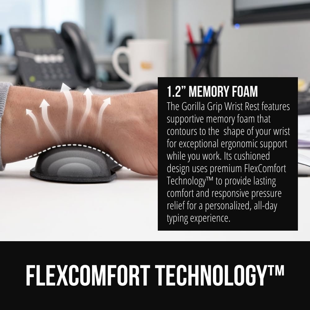 image:imageGORILLA GRIP Silky Memory Foam Keyboard Wrist Rest and Mouse Pad for Computer Ergonomic Typing Support Desk Office Supplies and Gaming Accessories Hand amp Arm Mousepad Cushions and Coaster Set BlackBlack