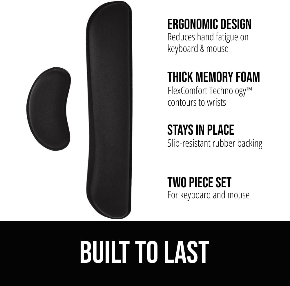 image:imageGORILLA GRIP Silky Memory Foam Keyboard Wrist Rest and Mouse Pad for Computer Ergonomic Typing Support Desk Office Supplies and Gaming Accessories Hand amp Arm Mousepad Cushions and Coaster Set BlackBlack