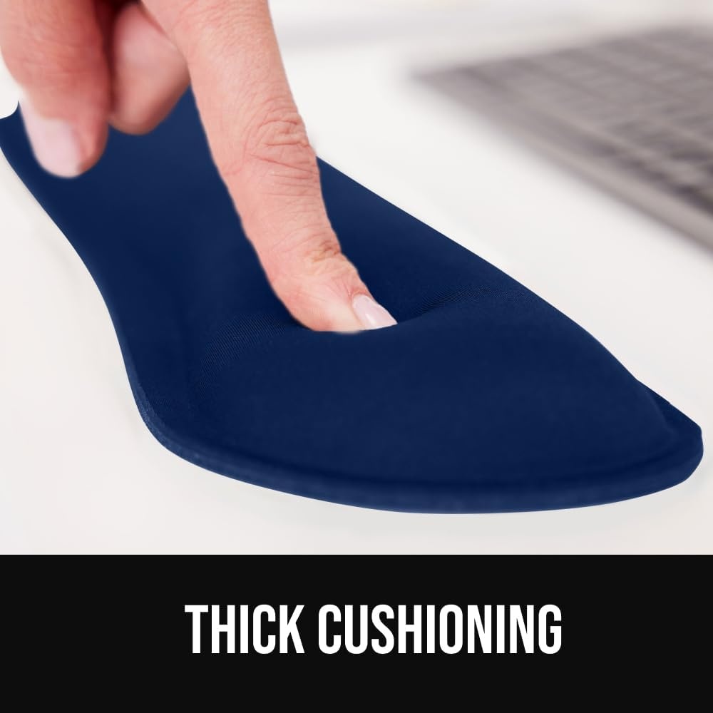 image:imageGORILLA GRIP Silky Memory Foam Keyboard Wrist Rest and Mouse Pad for Computer Ergonomic Typing Support Desk Office Supplies and Gaming Accessories Hand amp Arm Mousepad Cushions and Coaster Set BlackNavy Blue
