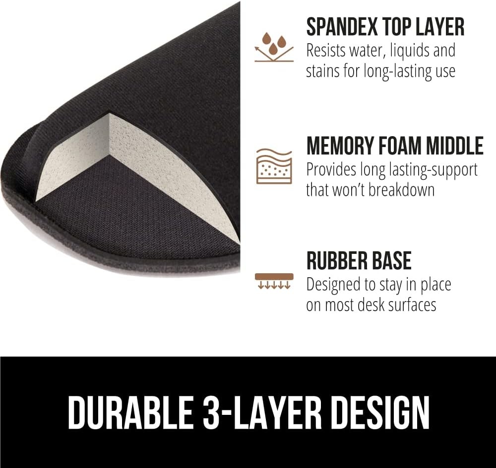image:imageGORILLA GRIP Silky Memory Foam Keyboard Wrist Rest and Mouse Pad for Computer Ergonomic Typing Support Desk Office Supplies and Gaming Accessories Hand amp Arm Mousepad Cushions and Coaster Set BlackBlack