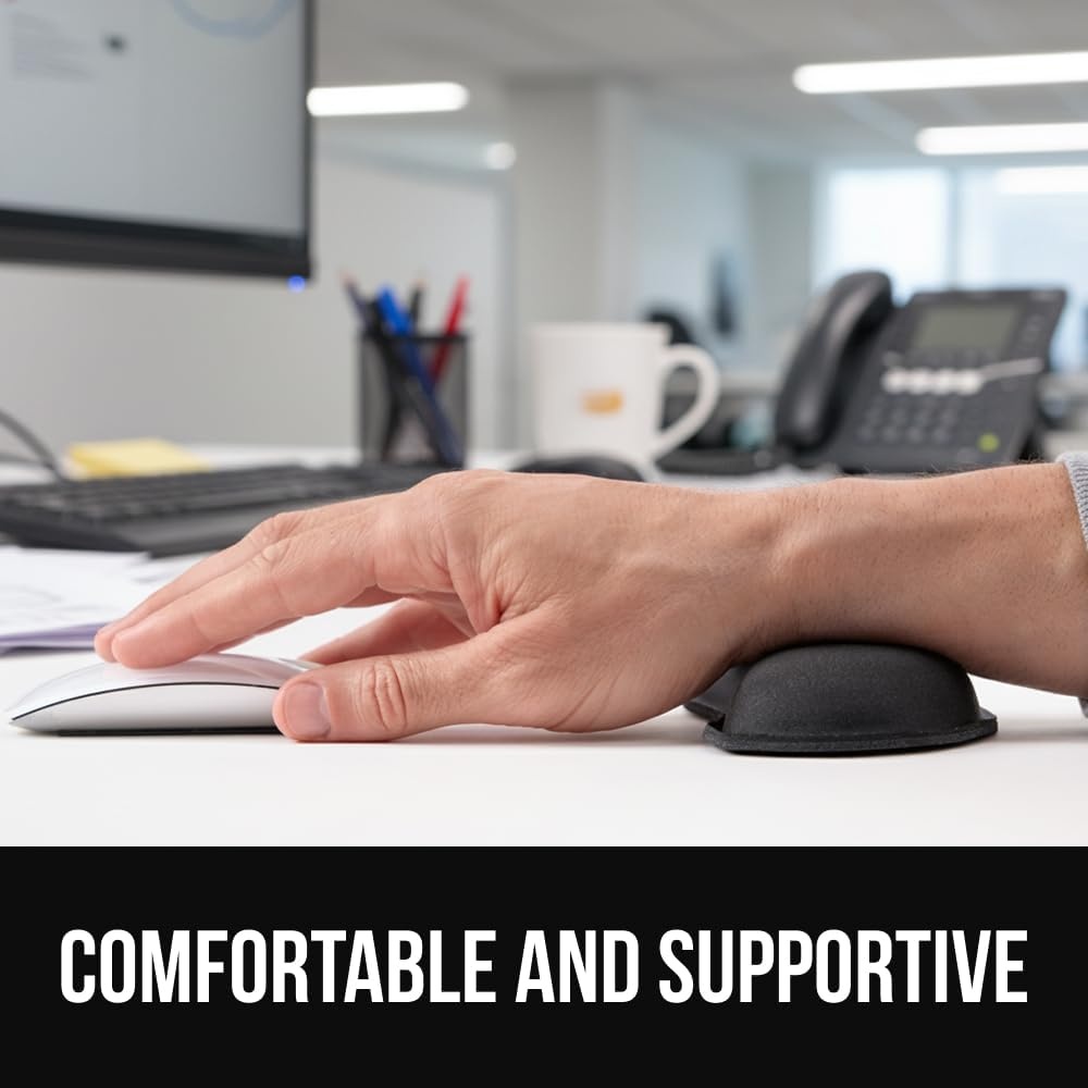 image:imageGORILLA GRIP Silky Memory Foam Keyboard Wrist Rest and Mouse Pad for Computer Ergonomic Typing Support Desk Office Supplies and Gaming Accessories Hand amp Arm Mousepad Cushions and Coaster Set BlackBlack