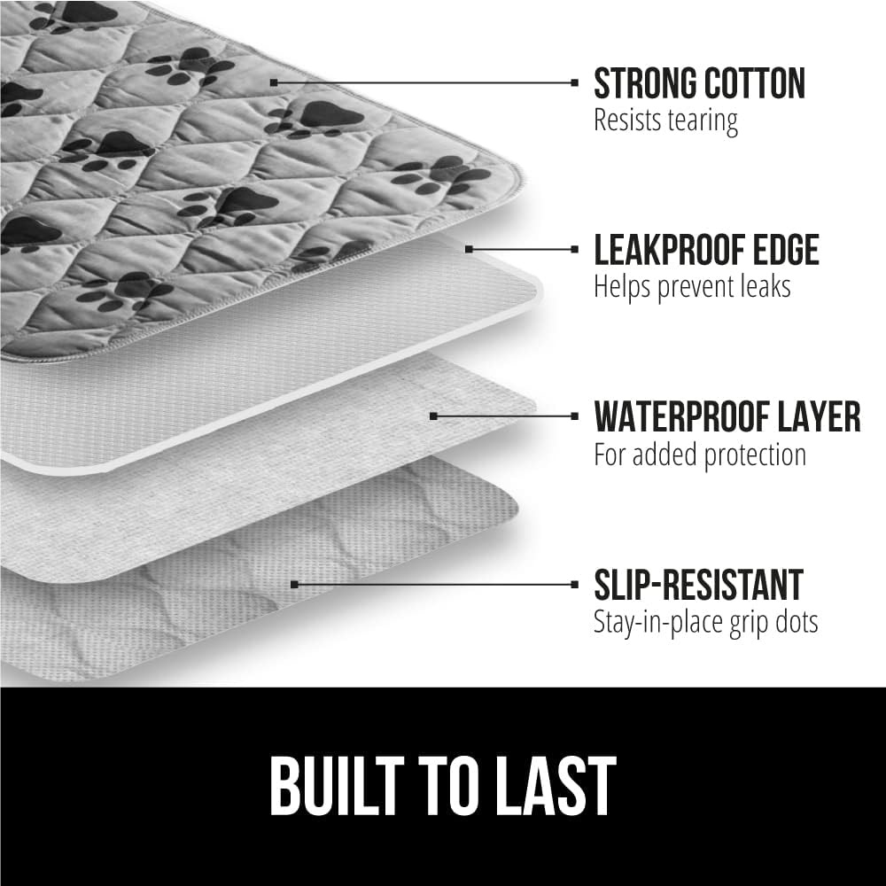 image:imageGORILLA GRIP Washable Puppy Pads 34x21 Slip Resistant Dog Crate Mat Waterproof Cloth Pee Pad for Training Puppies in Playpen Reusable Pet Incontinence Blanket Protects Sofa Furniture FloorsPaw Gray