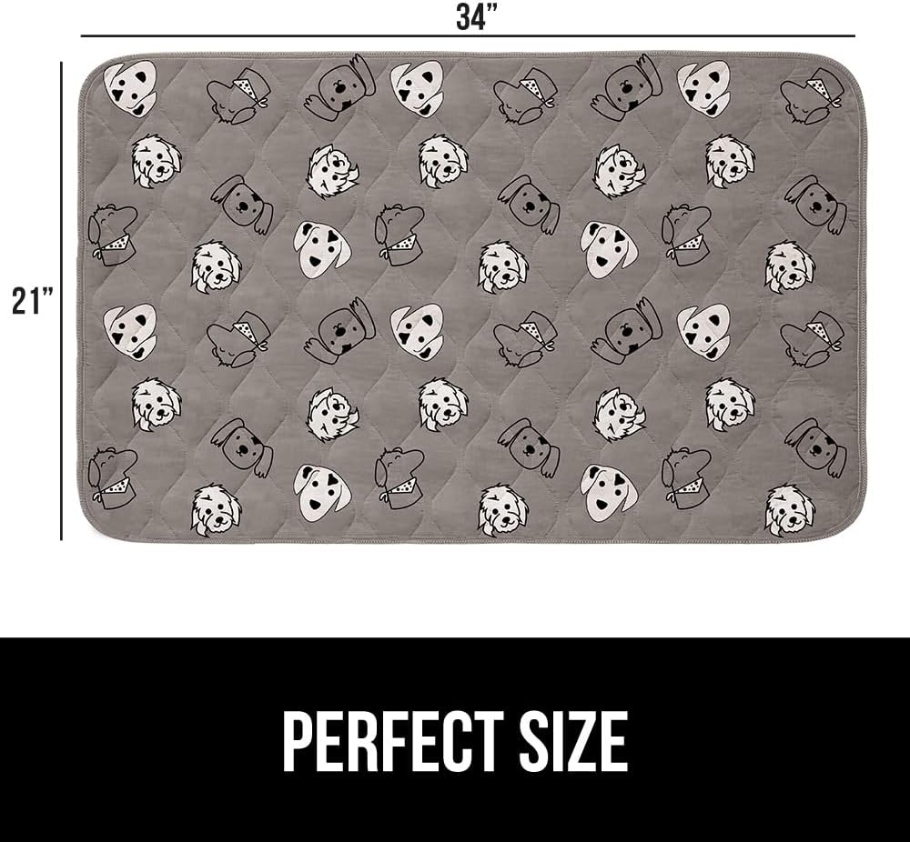 image:imageGORILLA GRIP Washable Puppy Pads 34x21 Slip Resistant Dog Crate Mat Waterproof Cloth Pee Pad for Training Puppies in Playpen Reusable Pet Incontinence Blanket Protects Sofa Furniture FloorsDog Faces