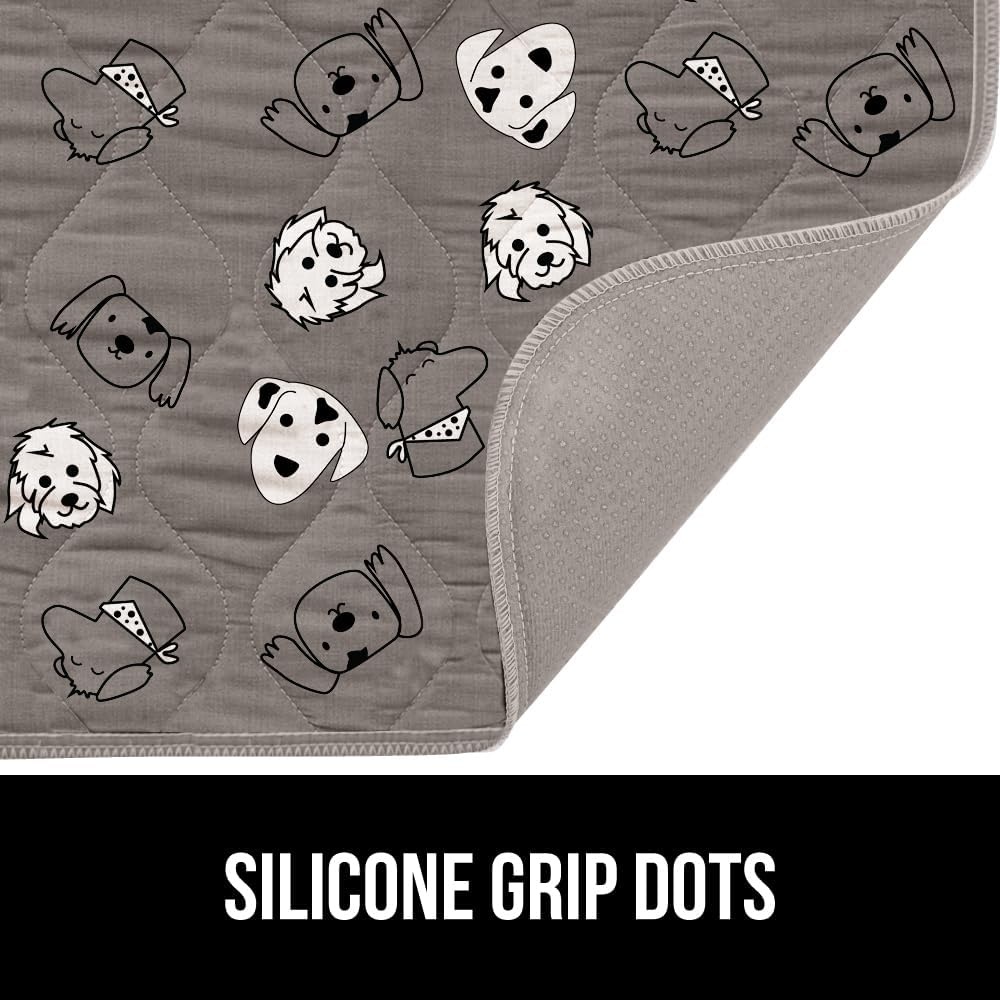 image:imageGORILLA GRIP Washable Puppy Pads 34x21 Slip Resistant Dog Crate Mat Waterproof Cloth Pee Pad for Training Puppies in Playpen Reusable Pet Incontinence Blanket Protects Sofa Furniture FloorsDog Faces