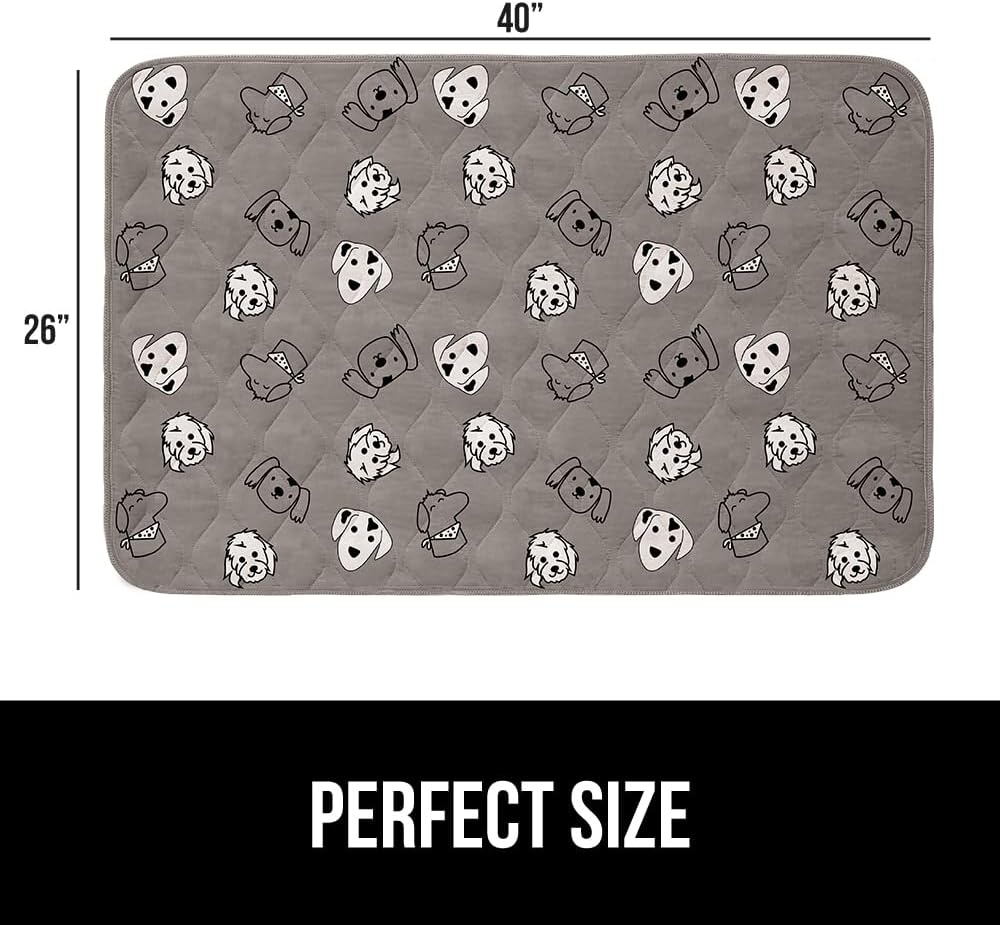 image:imageGORILLA GRIP Washable Puppy Pads 34x21 Slip Resistant Dog Crate Mat Waterproof Cloth Pee Pad for Training Puppies in Playpen Reusable Pet Incontinence Blanket Protects Sofa Furniture FloorsDog Faces