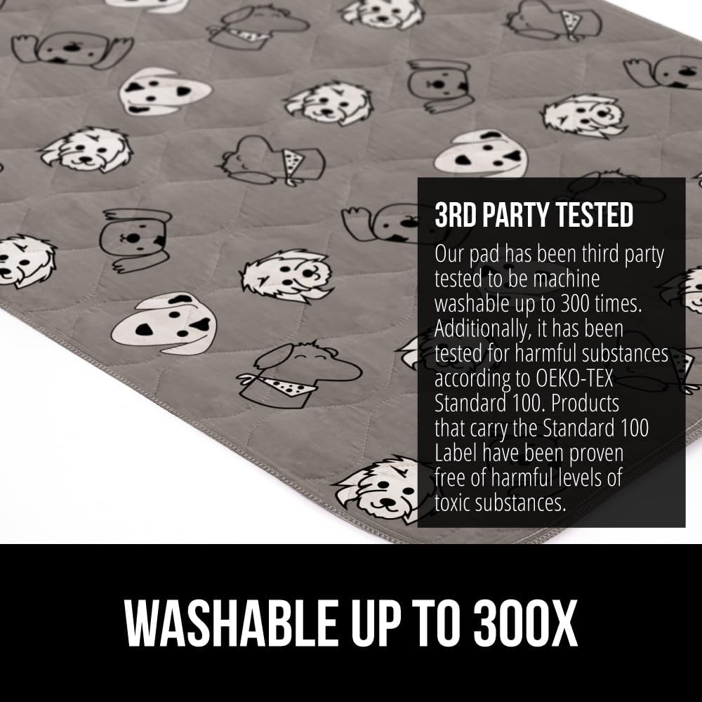 image:imageGORILLA GRIP Washable Puppy Pads 34x21 Slip Resistant Dog Crate Mat Waterproof Cloth Pee Pad for Training Puppies in Playpen Reusable Pet Incontinence Blanket Protects Sofa Furniture FloorsDog Faces