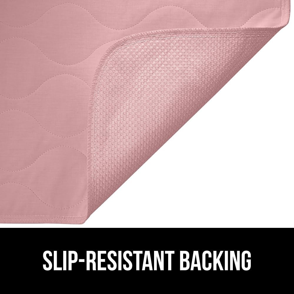 image:imageGORILLA GRIP Washable Underpads Waterproof Reusable Heavy Absorbency Incontinence Bed Pads Leak Proof Toddler Mattress Pad 52x34 Slip Resistant Protector for Bedwetting Adults and Kids WhitePink