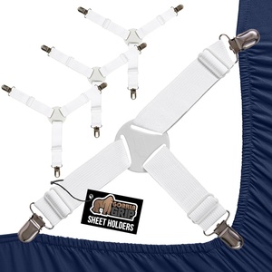 image:imageGORILLA GRIP Patented Bed Sheet Holders Adjustable Elastic Fasteners with Metal Clips Keep in Place Fitted Bedding Straps Firm Tight Suspenders for Mattress US Designed 4 Pack WhiteWhite