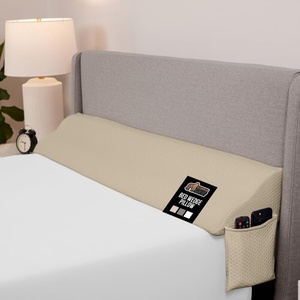 image:imageGORILLA GRIP Patented Bed Wedge Pillow for Headboard Gap Filler Between Mattress Gaps Comfortable Supportive High Density Cushioned Foam Pillows Stay in Place Gripping Dots Queen Soft GrayCream